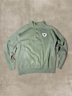 Artisans green quarter zip cotton & polyester sweatshirt